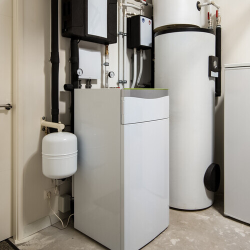 water heater in a utility room